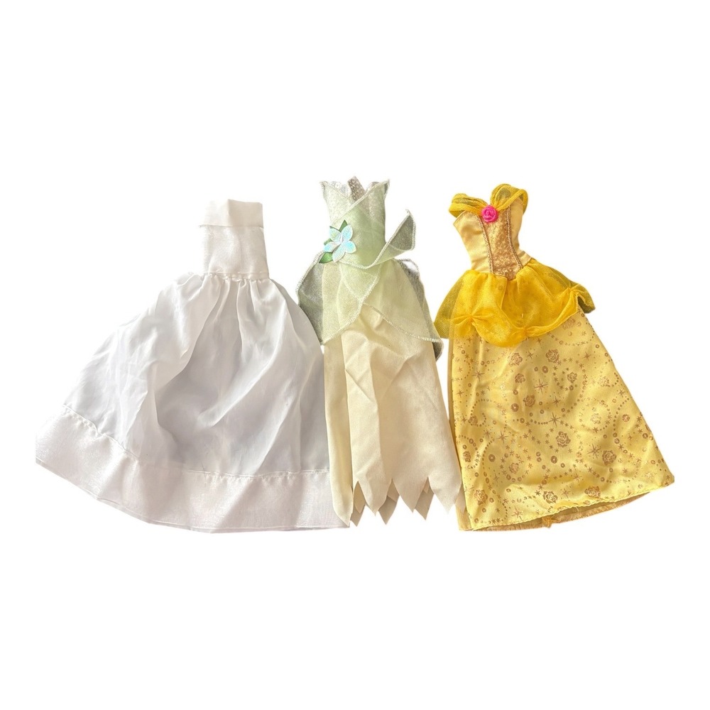 Disney Princess Doll Clothes Lot Belle Tiana White Wedding Dress 11.5 Inch 3pc